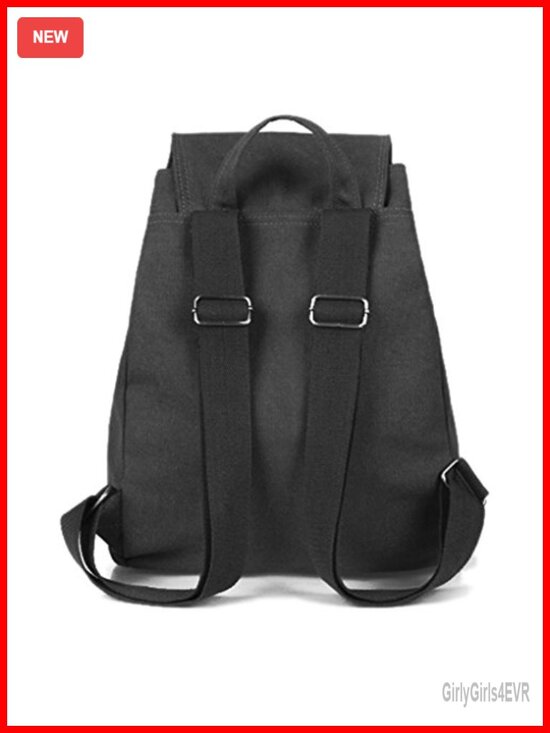 Canvas Backpack Purse with Flap Drawstring Multi-Pocket Daypack for Women